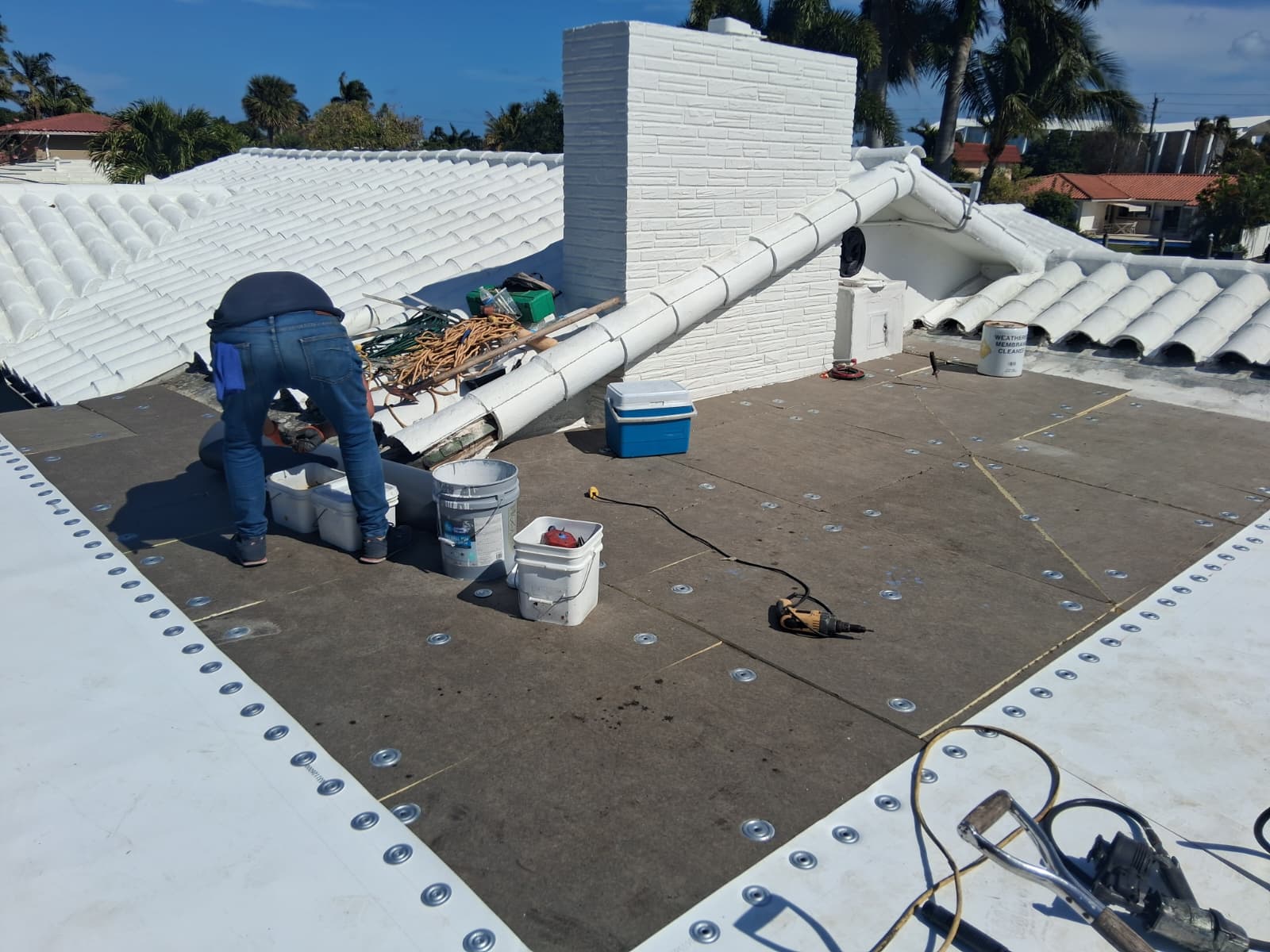 TPO roof installation in progress Delray Beach FL